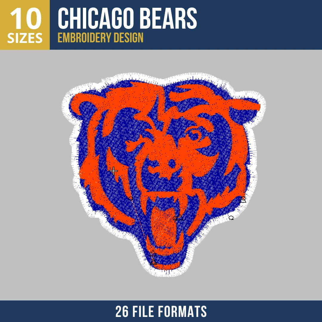 Chicago Bears Mascot Head Embroidery Design