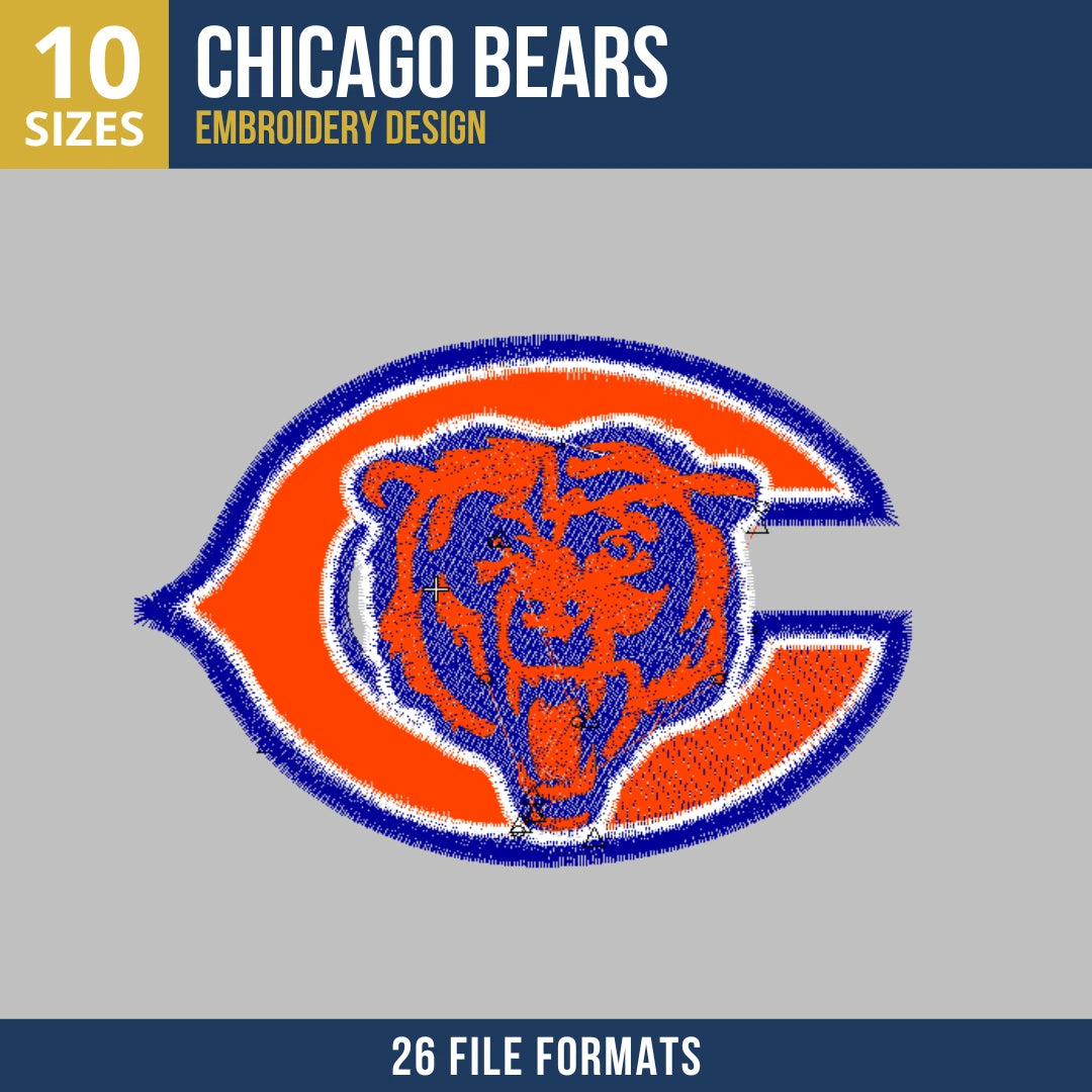 Chicago Bears C-Logo with Bear Head Embroidery Design