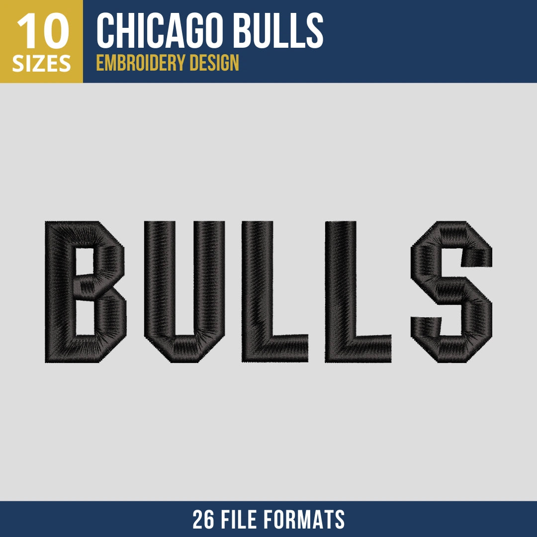 Chicago Bulls Wordmark Embroidery Design