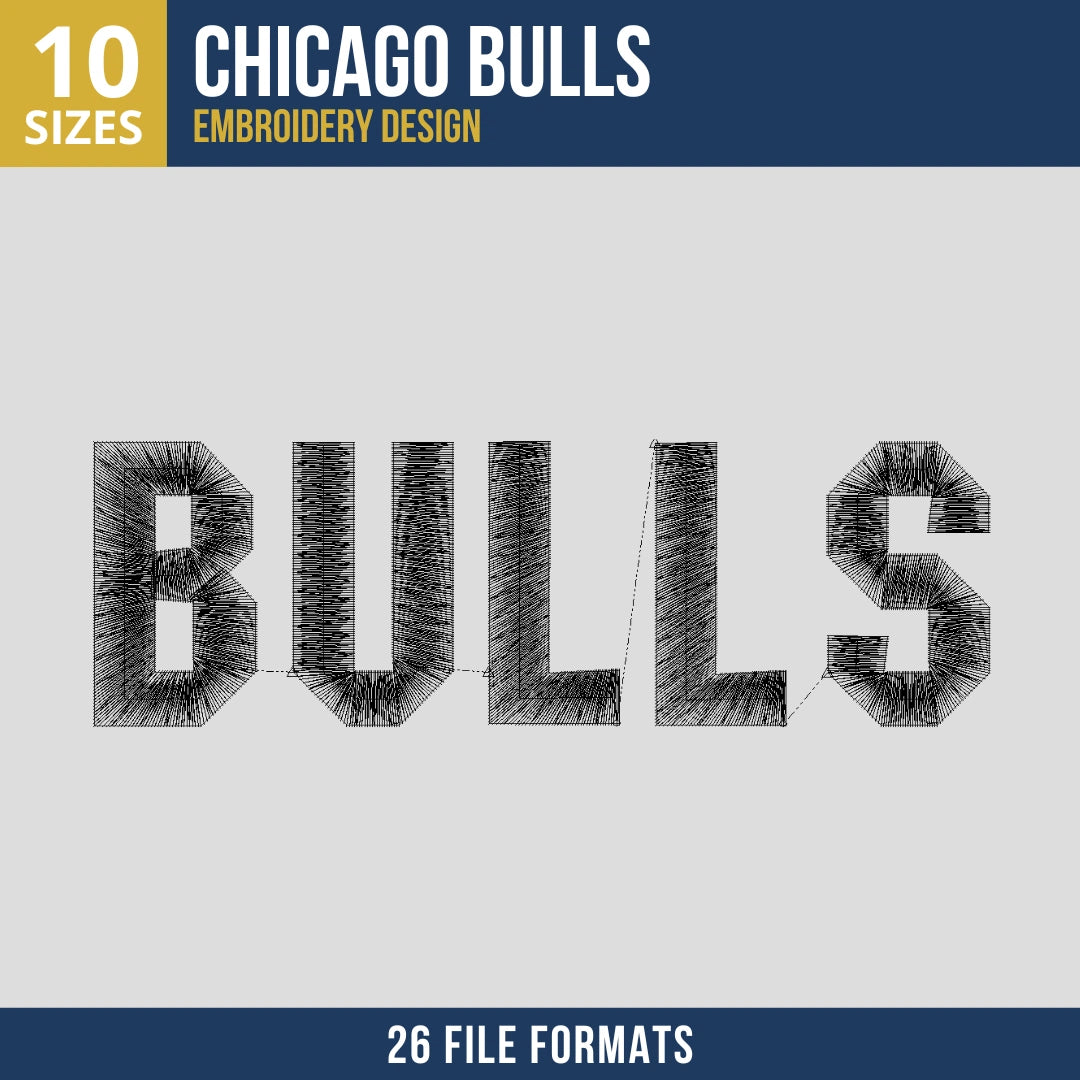 Chicago Bulls Wordmark Embroidery Design