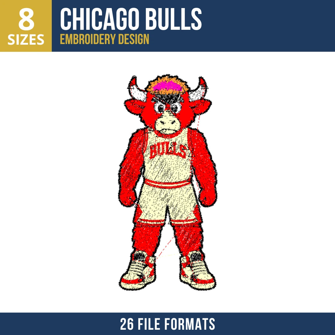 Chicago Bulls Mascot Benny the Bull Embroidery Design