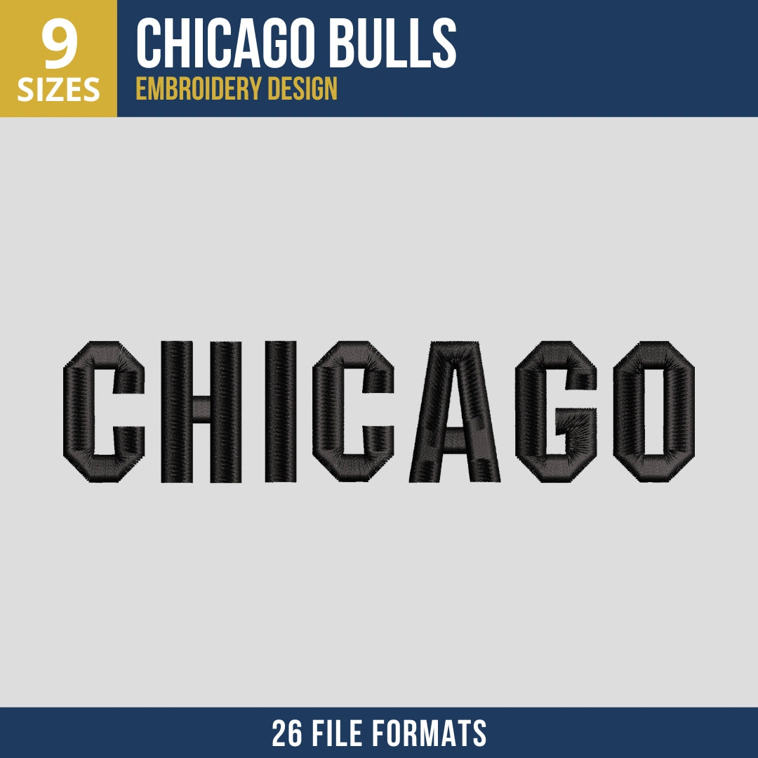 Chicago Bulls Chicago Wordmark Embroidery Design