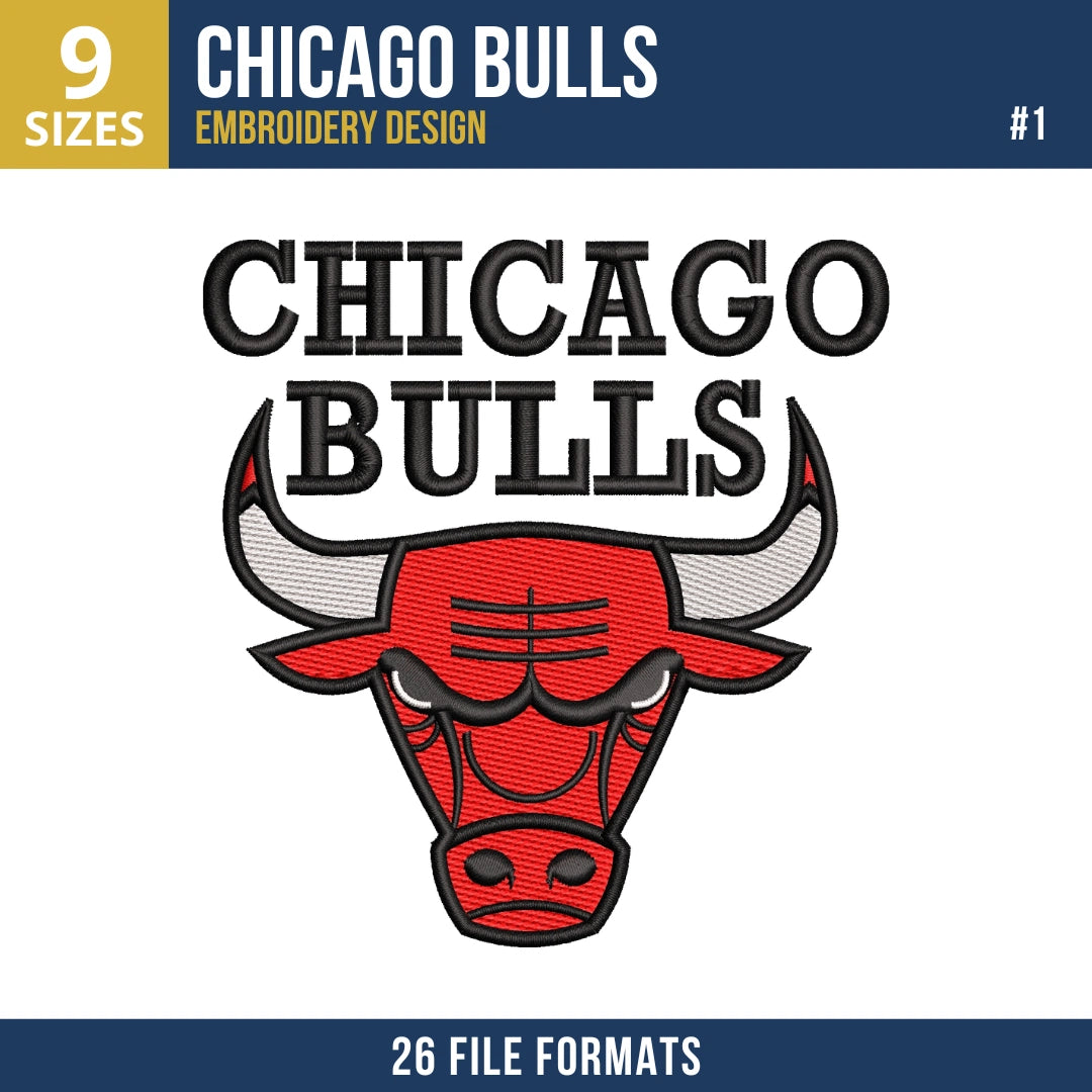 Chicago Bulls Embroidery Design Bundle | 10 Designs