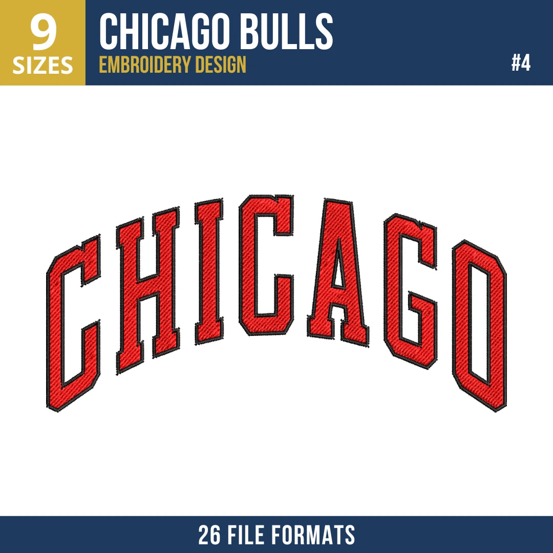 Chicago Bulls Embroidery Design Bundle | 10 Designs