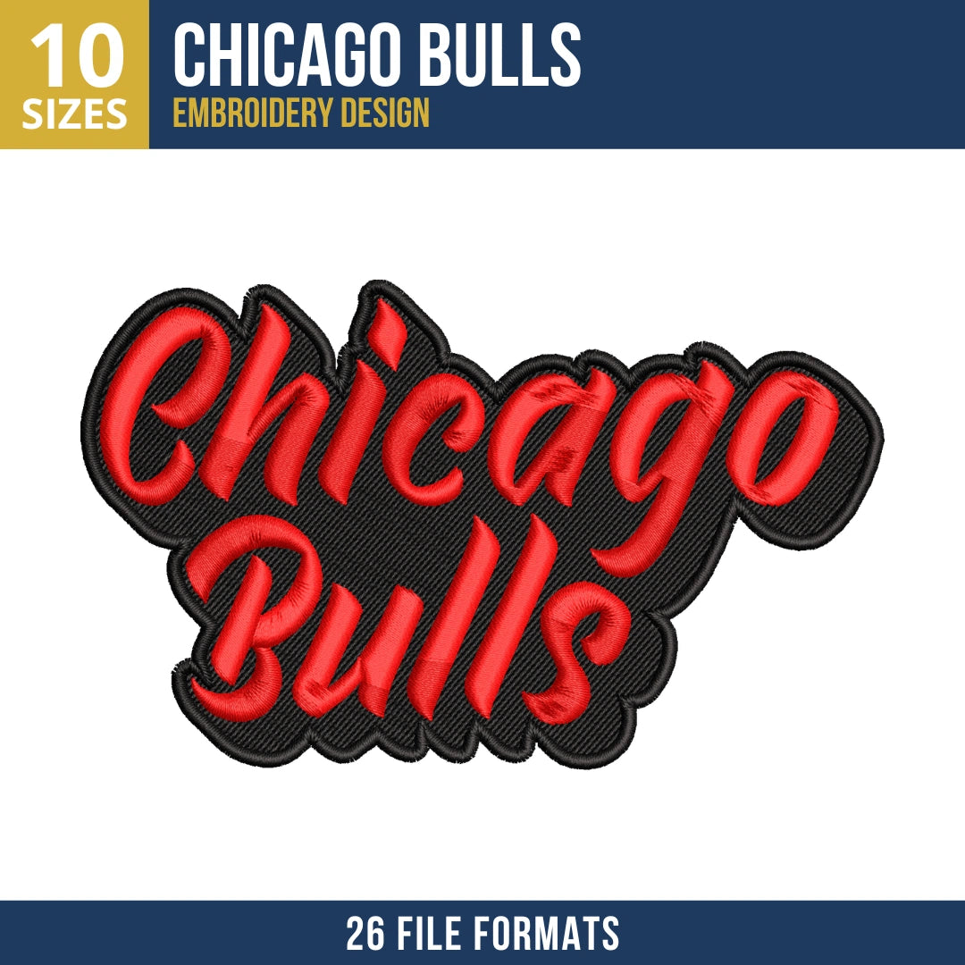 Chicago Bulls Cursive Wordmark Embroidery Design