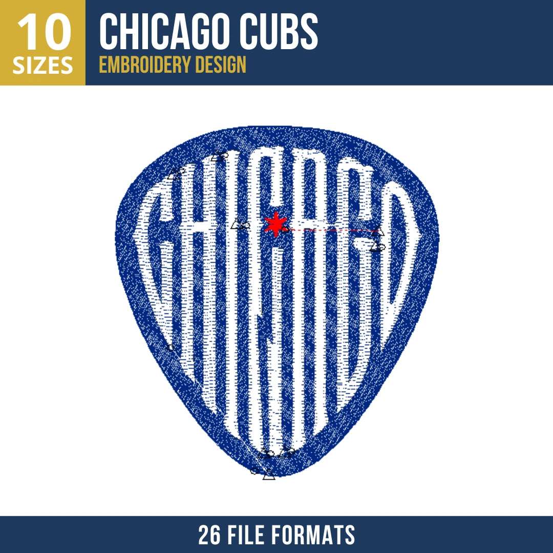 Chicago Cubs CHICAGO Guitar Pick Badge Embroidery Design