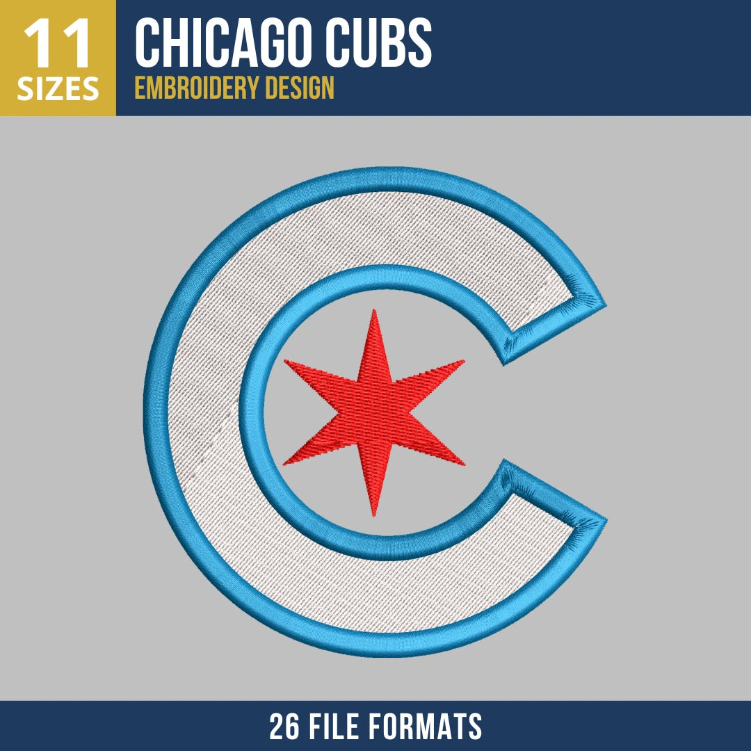 Chicago Cubs City Connect C Lettermark Embroidery Design
