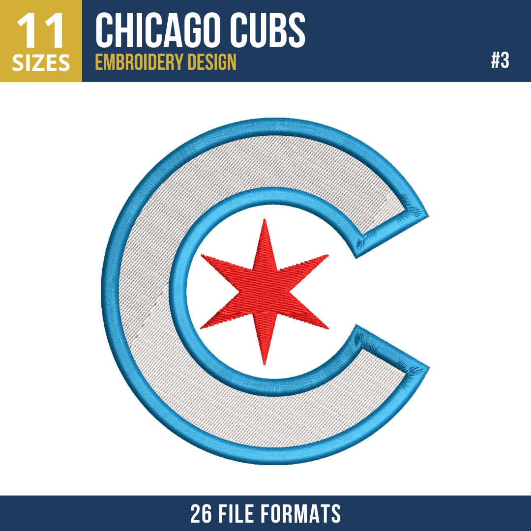Chicago Cubs Embroidery Design Bundle – 7 MLB Designs, 26 Formats