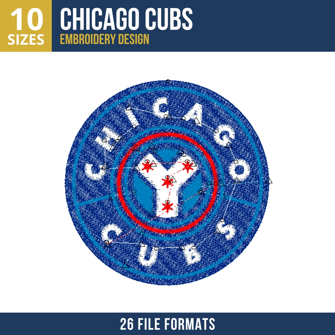 Chicago Cubs City Connect Circle Badge Embroidery Design