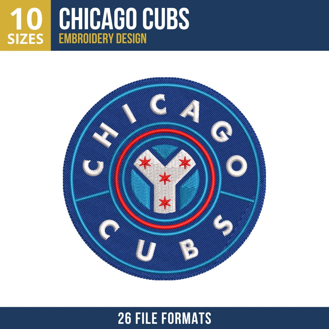 Chicago Cubs City Connect Circle Badge Embroidery Design