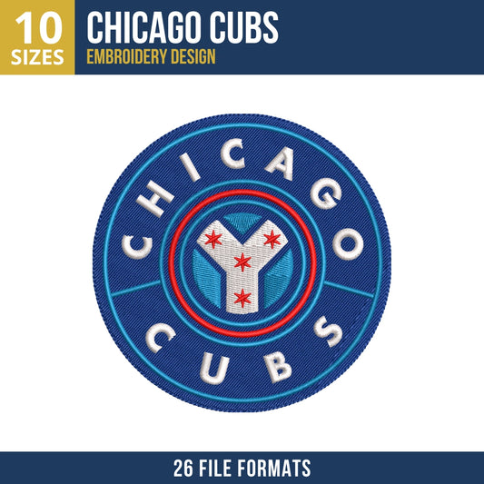 Chicago Cubs City Connect Circle Badge Embroidery Design