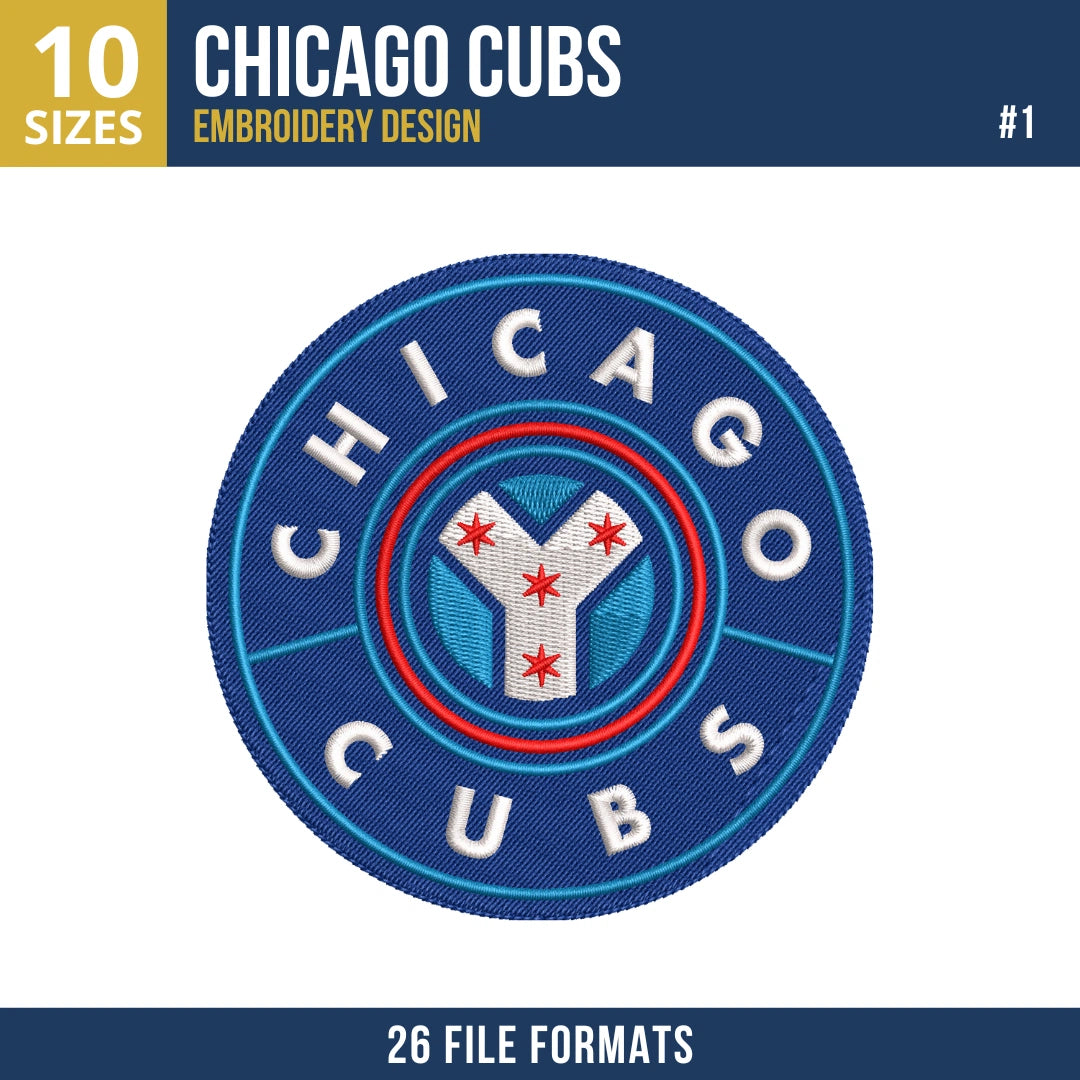 Chicago Cubs Embroidery Design Bundle – 7 MLB Designs, 26 Formats