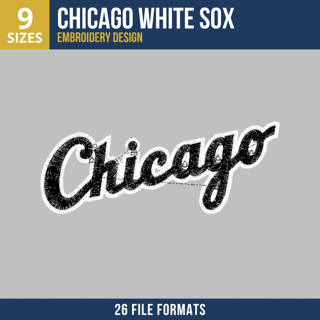 Chicago White Sox Chicago Script Embroidery Design