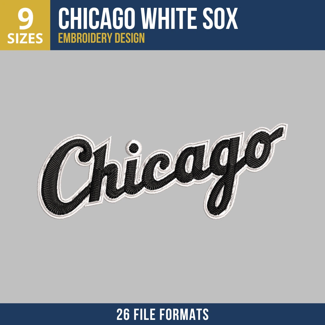 Chicago White Sox Chicago Script Embroidery Design