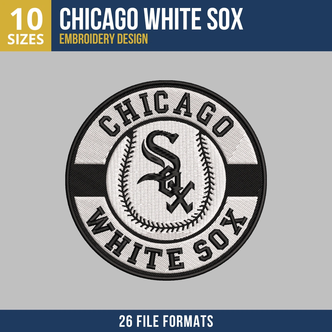 Chicago White Sox Circle Badge Embroidery Design