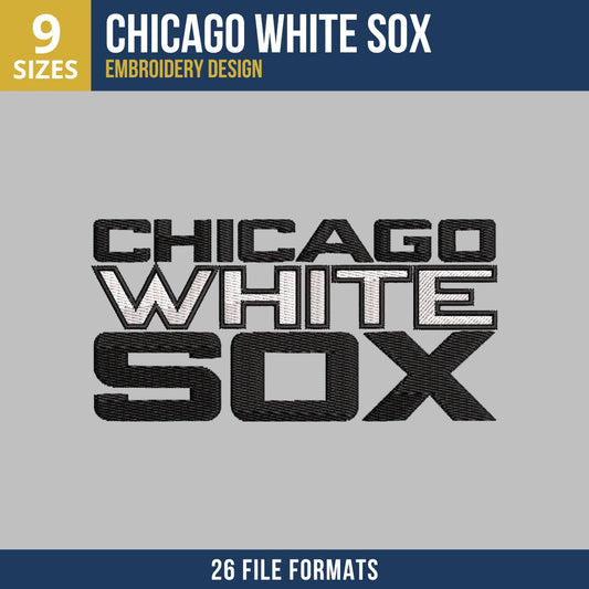 Chicago White Sox Three-Row Wordmark Embroidery Design
