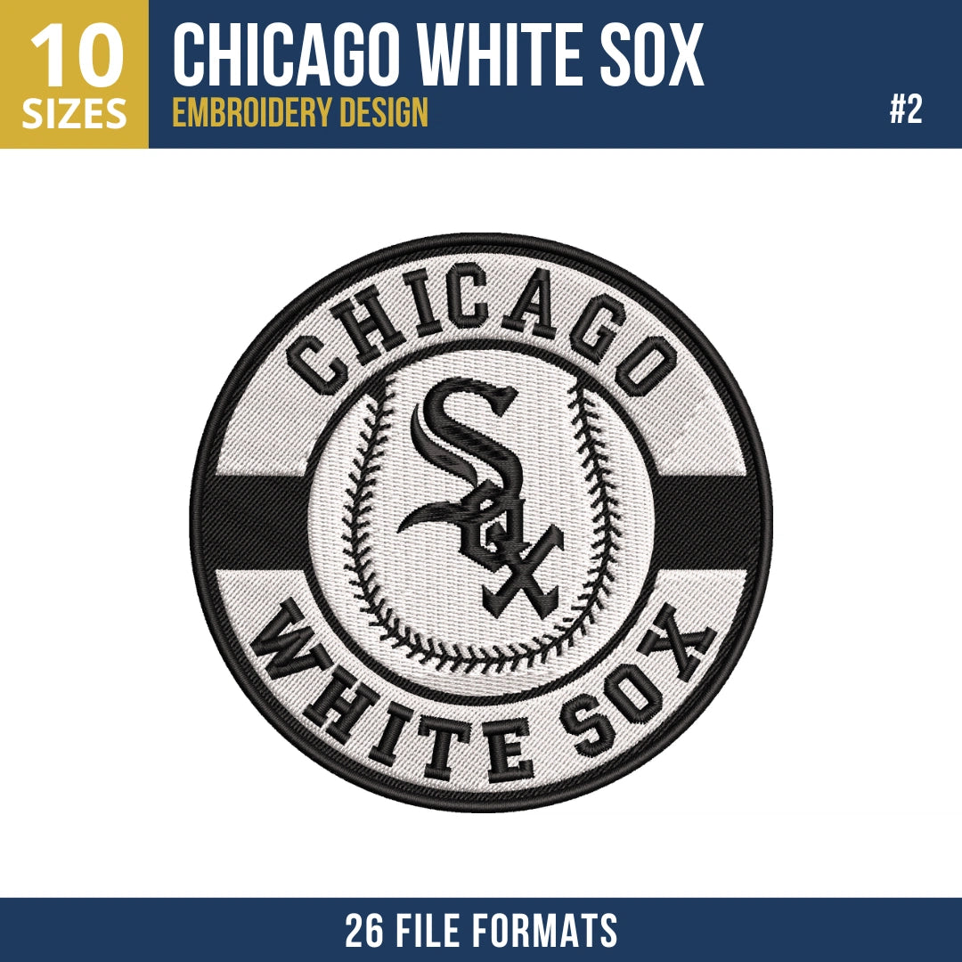 Chicago White Sox Embroidery Design Bundle – 7 MLB Designs, 26 Formats