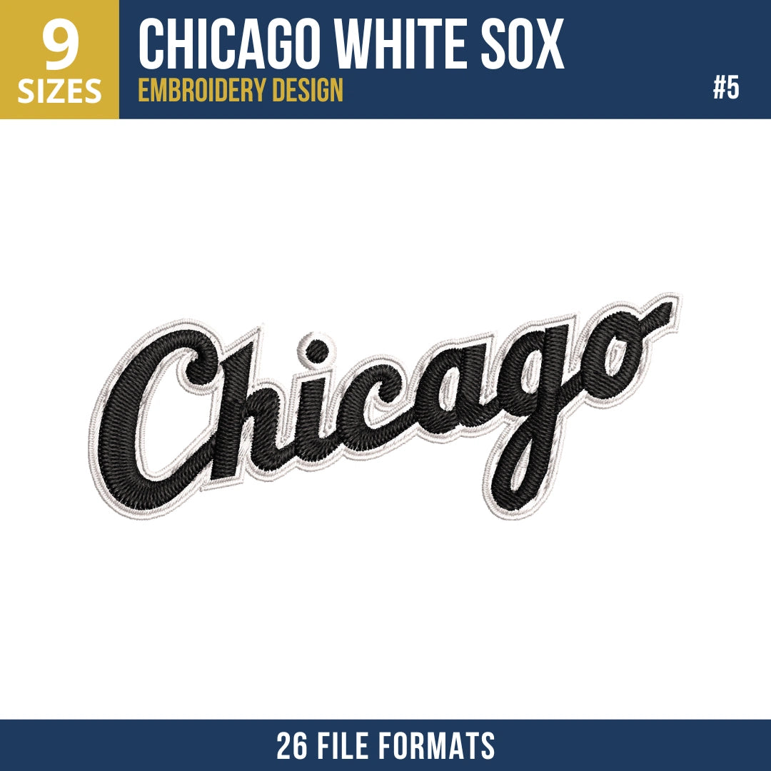 Chicago White Sox Embroidery Design Bundle – 7 MLB Designs, 26 Formats