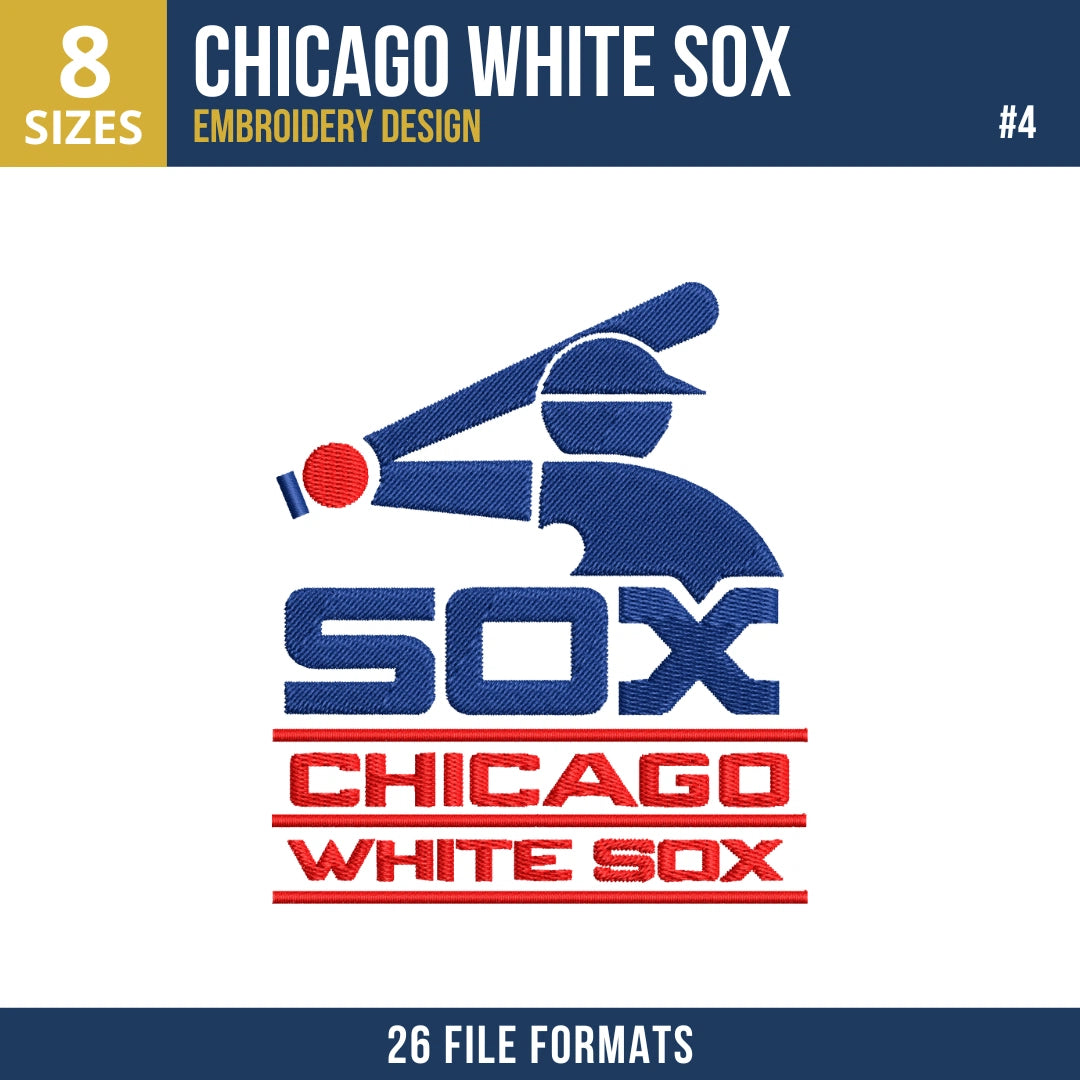 Chicago White Sox Embroidery Design Bundle – 7 MLB Designs, 26 Formats