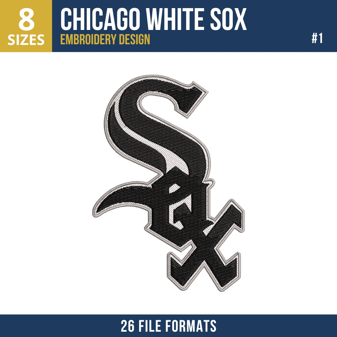 Chicago White Sox Embroidery Design Bundle – 7 MLB Designs, 26 Formats