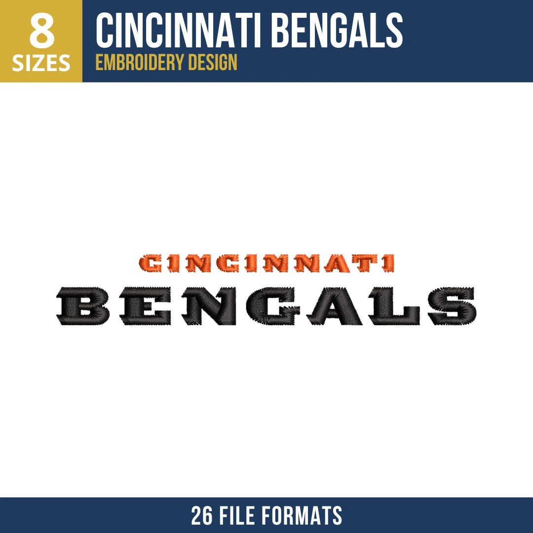 Cincinnati Bengals Stacked Wordmark Embroidery Design