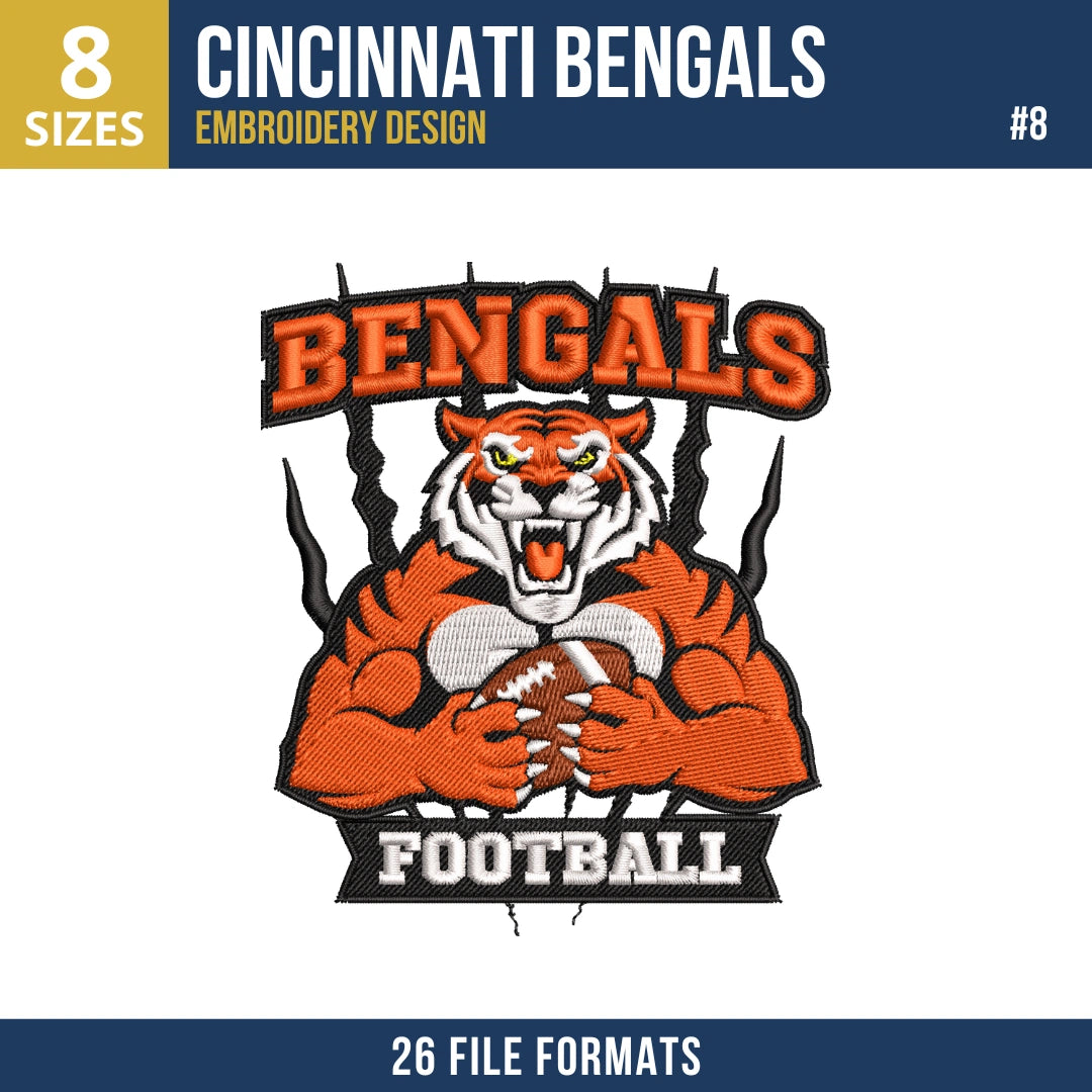 Cincinnati Bengals Embroidery Bundle | 9 Designs