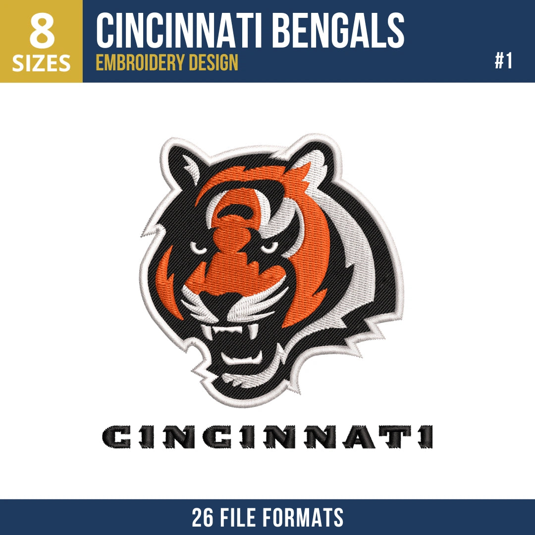 9 Designs Cincinnati Bengals Embroidery Bundle