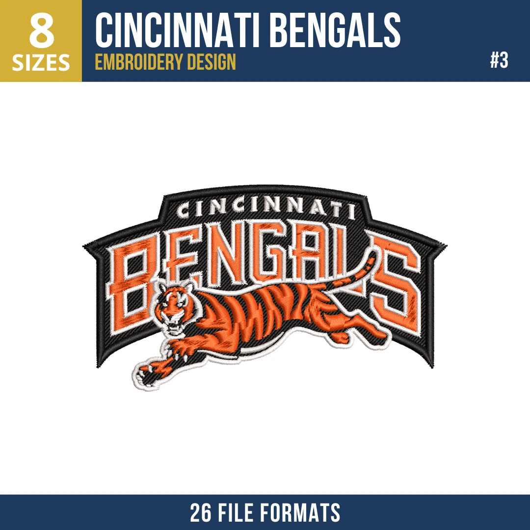 9 Designs Cincinnati Bengals Embroidery Bundle