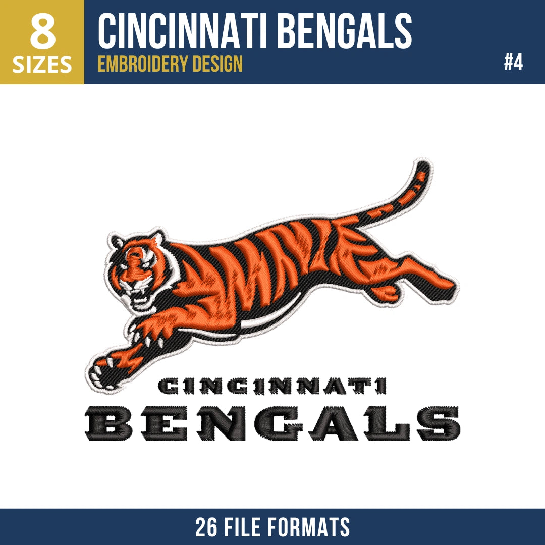 9 Designs Cincinnati Bengals Embroidery Bundle