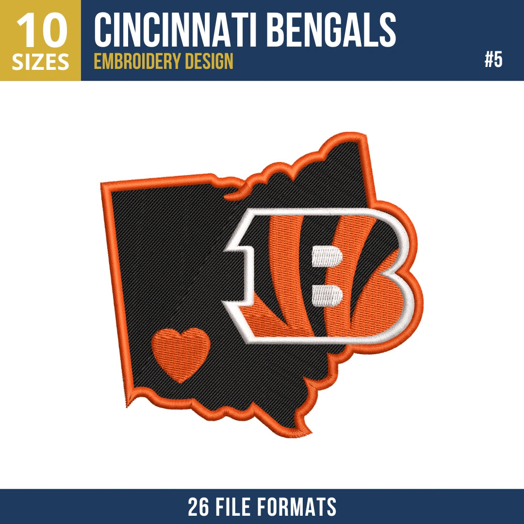 9 Designs Cincinnati Bengals Embroidery Bundle