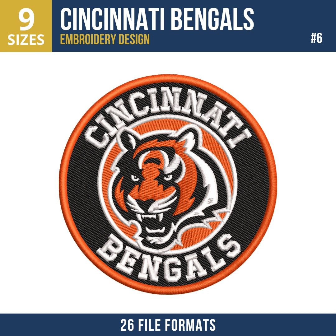 9 Designs Cincinnati Bengals Embroidery Bundle