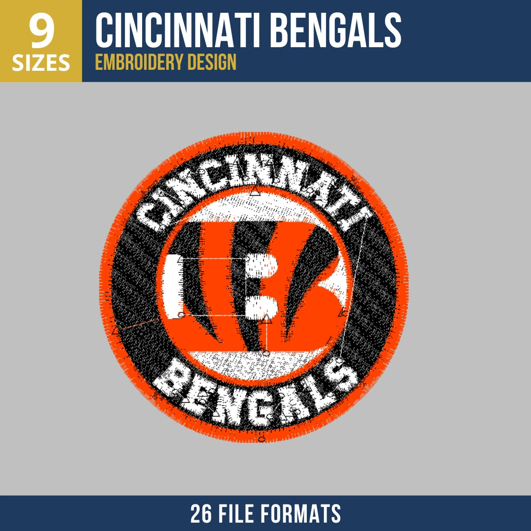 Cincinnati Bengals B Logo Circle Badge Embroidery Design