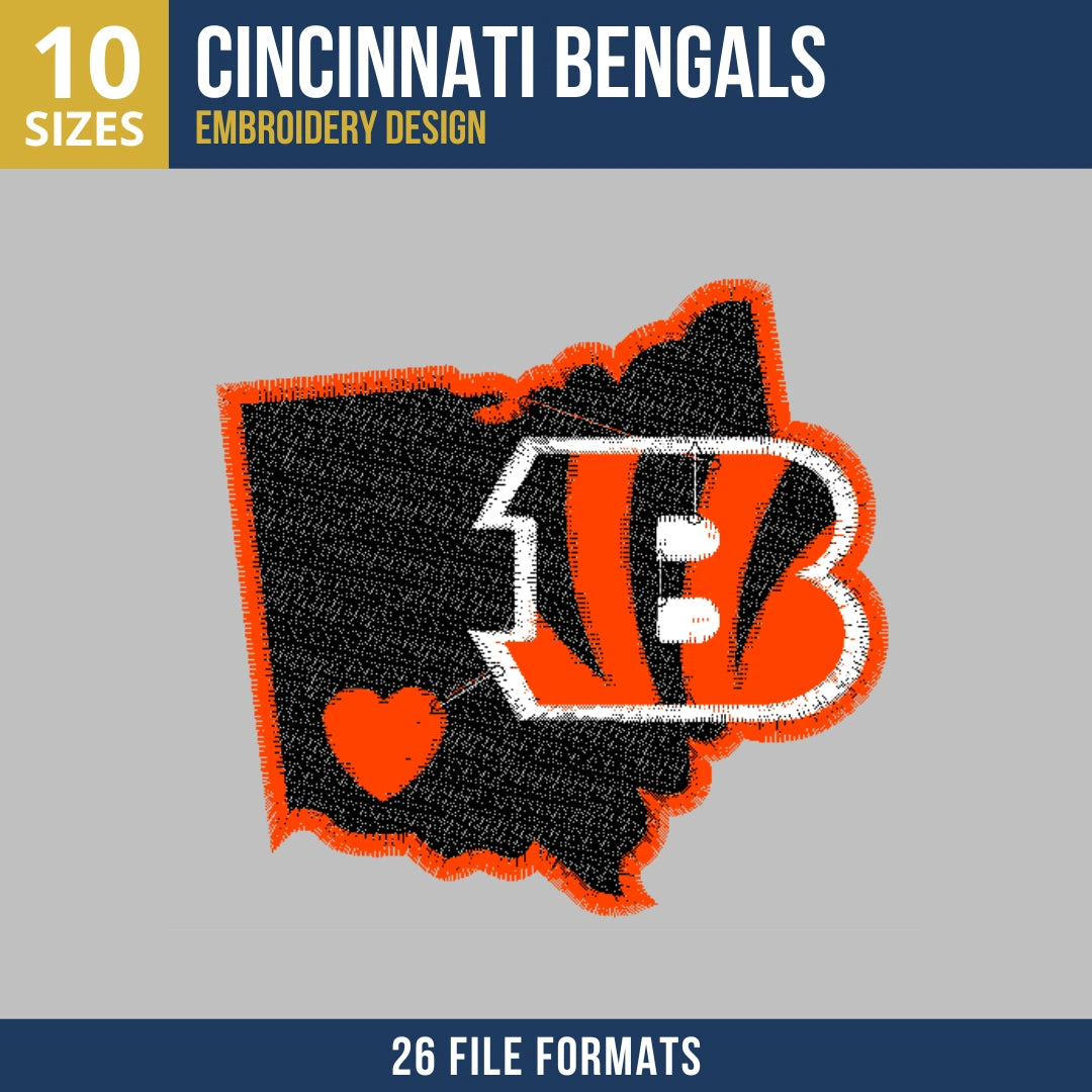 Cincinnati Bengals Ohio State Shape Embroidery Design