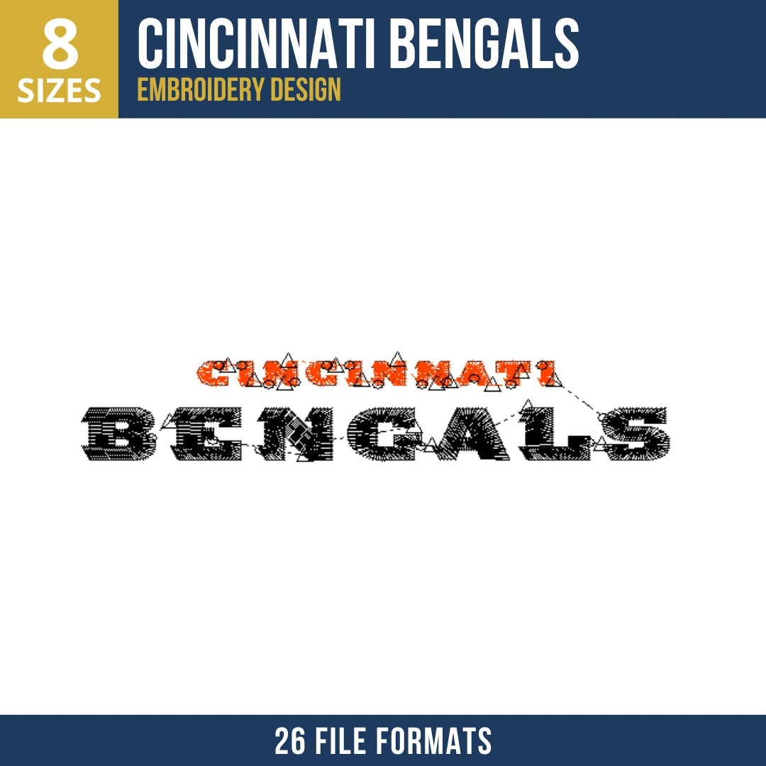 Cincinnati Bengals Stacked Wordmark Embroidery Design