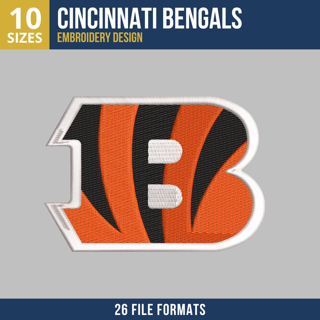 Cincinnati Bengals Stripe B Logo Embroidery Design