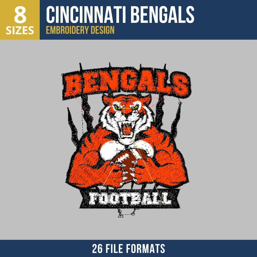 Cincinnati Bengals Football Tiger Mascot Embroidery Design