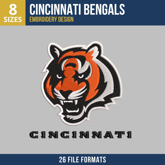Cincinnati Bengals Tiger Head Embroidery Design