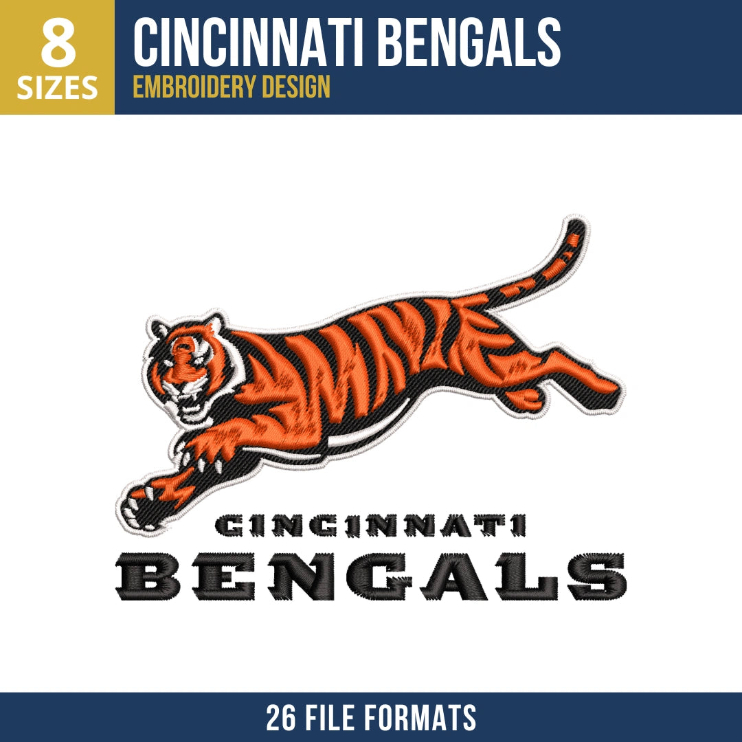 Cincinnati Bengals Jumping Tiger Embroidery Design