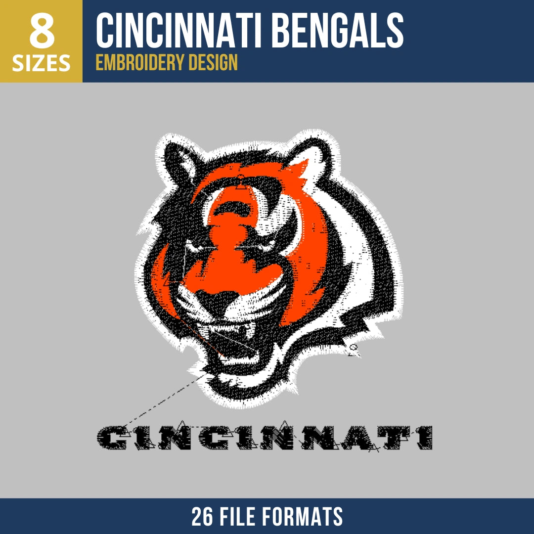 Cincinnati Bengals Tiger Head Embroidery Design