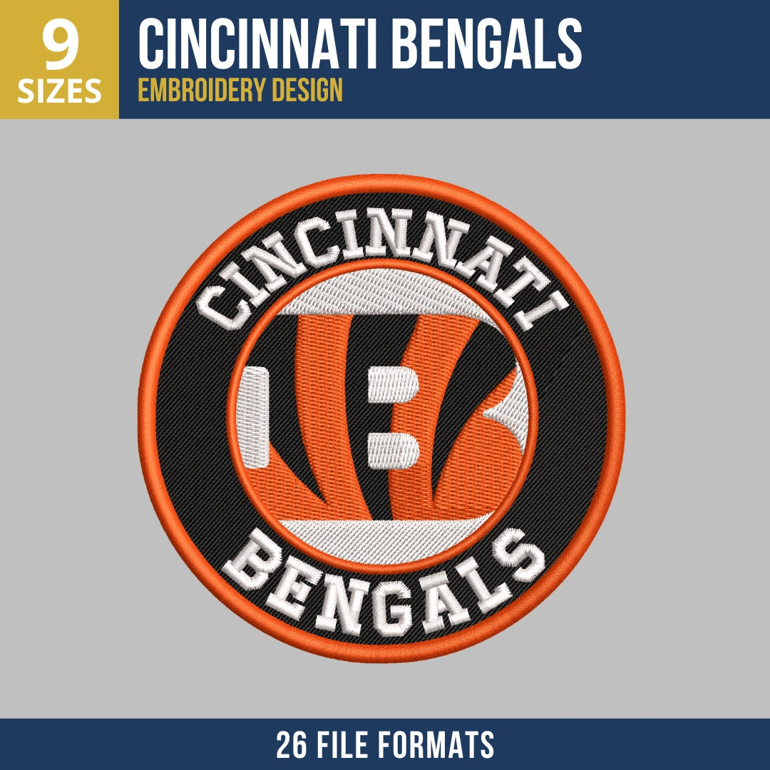 Cincinnati Bengals B Logo Circle Badge Embroidery Design