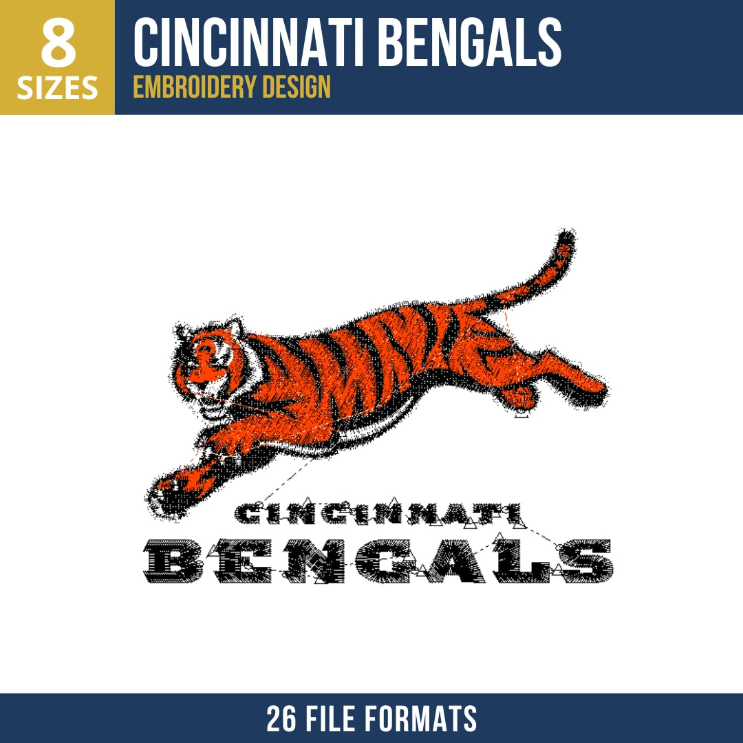 Cincinnati Bengals Jumping Tiger Embroidery Design