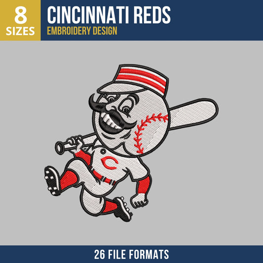 Cincinnati Reds Mr. Redlegs Mascot Embroidery Design