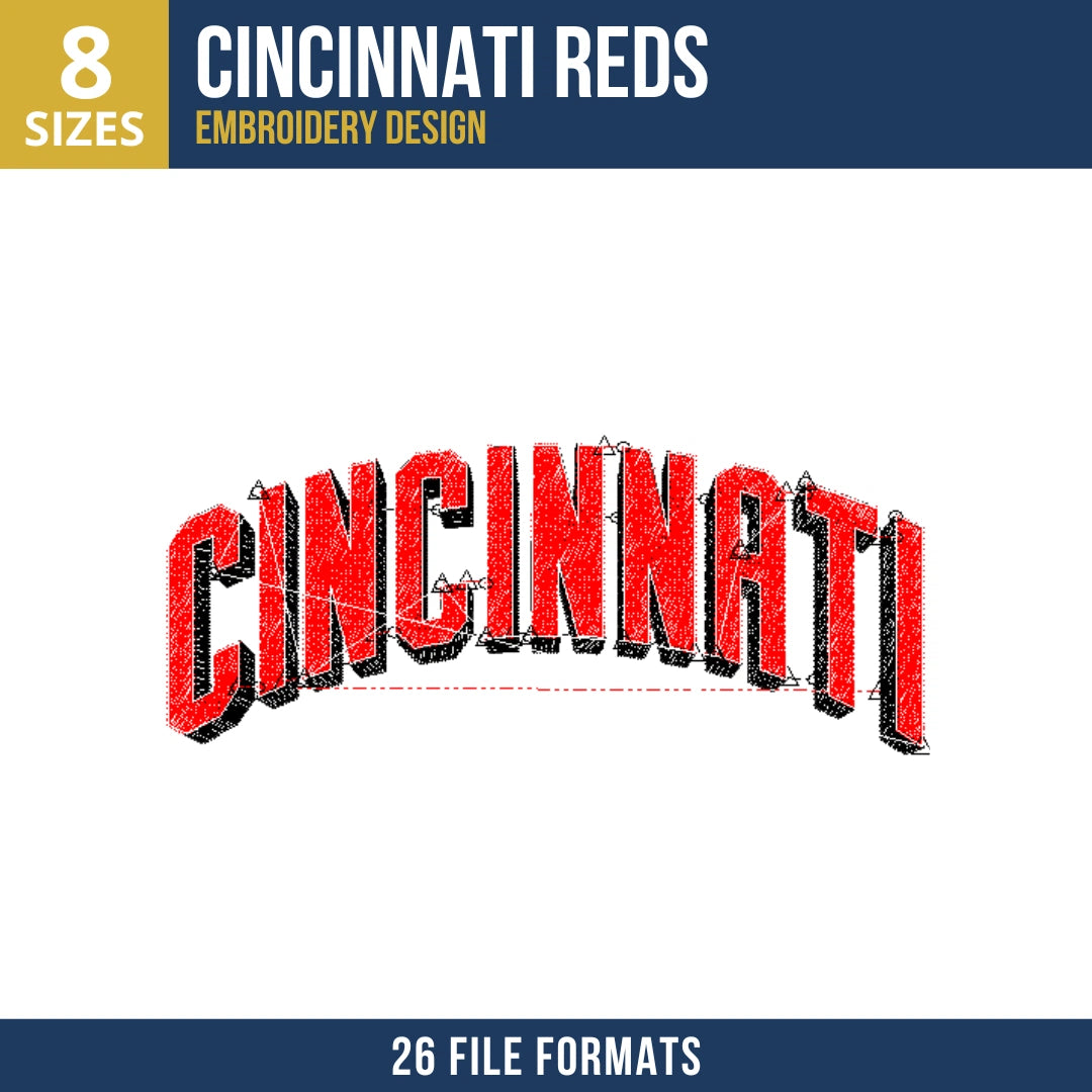 Cincinnati Reds CINCINNATI Arched Wordmark Embroidery Design