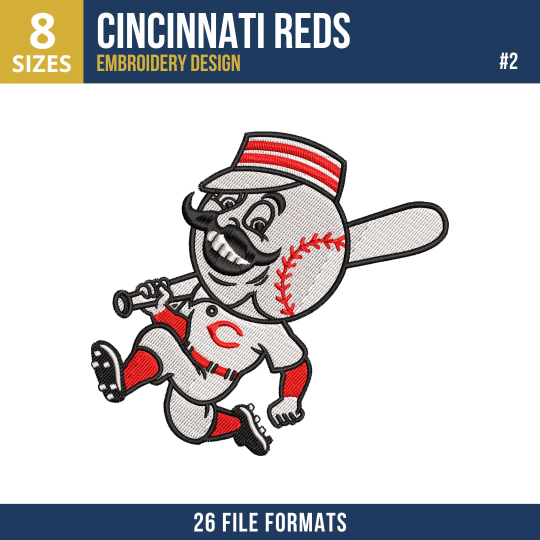 Cincinnati Reds Embroidery Design Bundle – 7 MLB Designs, 26 Formats