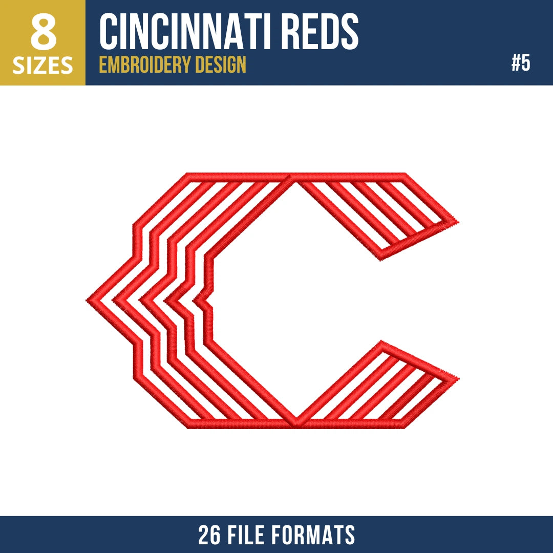 Cincinnati Reds Embroidery Design Bundle – 7 MLB Designs, 26 Formats