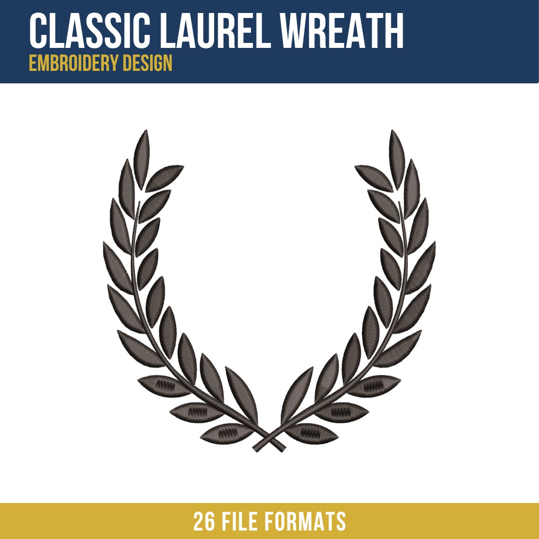 Classic Laurel Wreath Embroidery Design