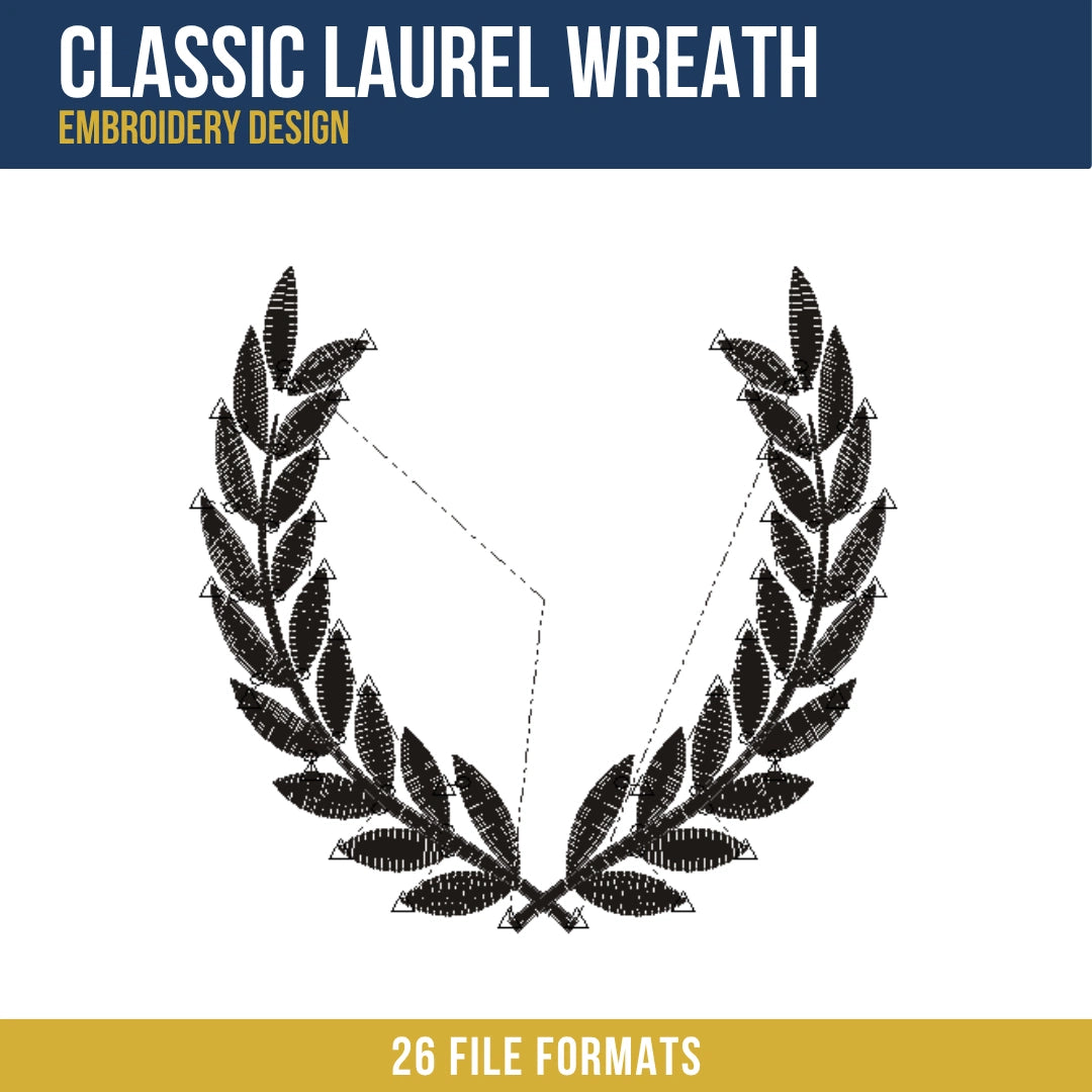 Classic Laurel Wreath Embroidery Design