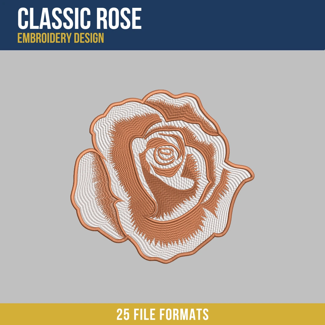 Classic Rose Embroidery Design