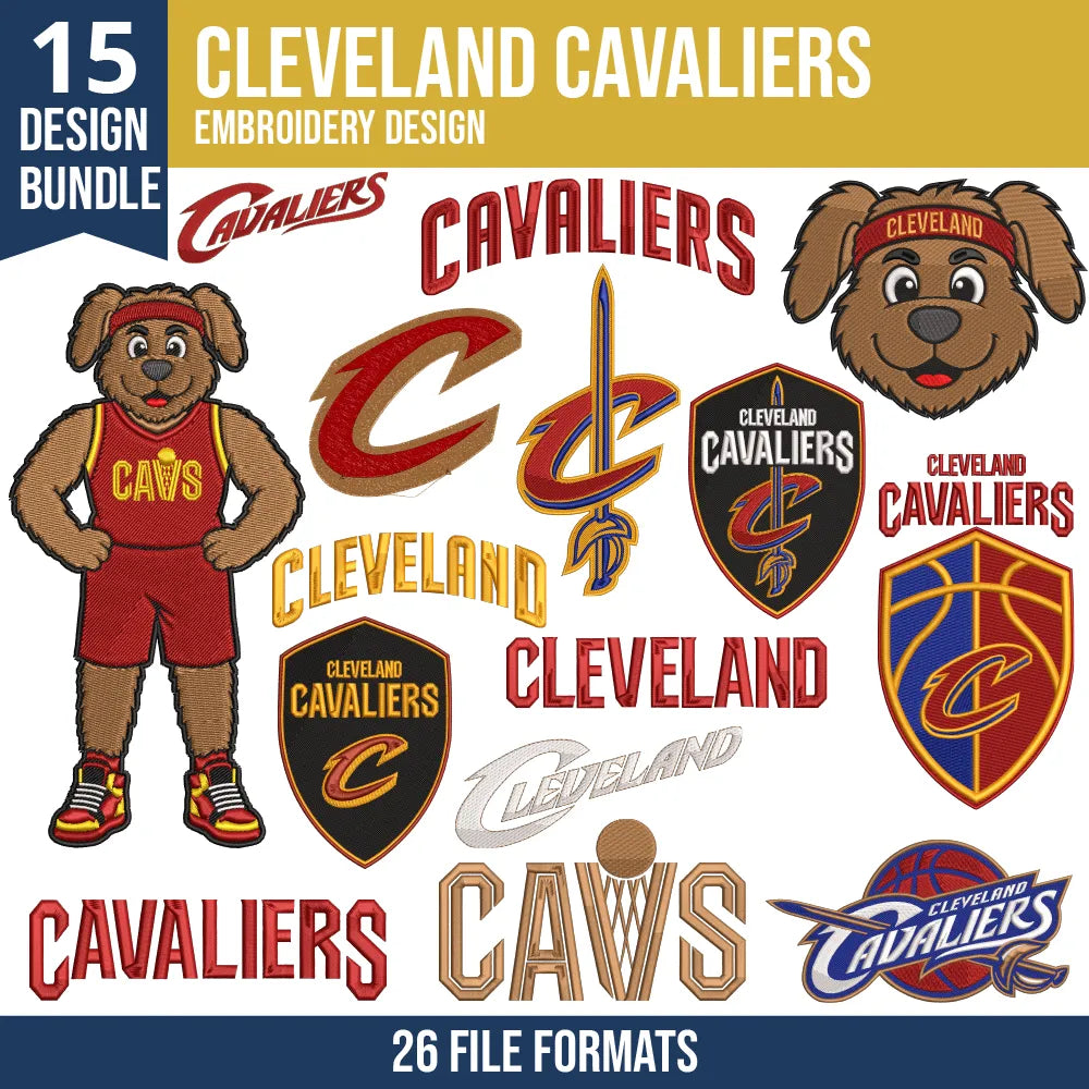 Cleveland Cavaliers Embroidery Design Bundle | 15 Designs