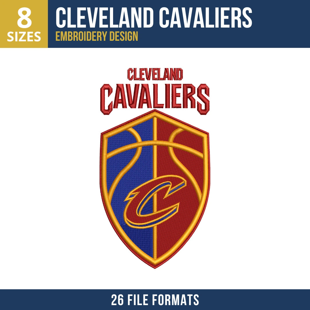 Cleveland Cavaliers Basketball Shield Embroidery Design